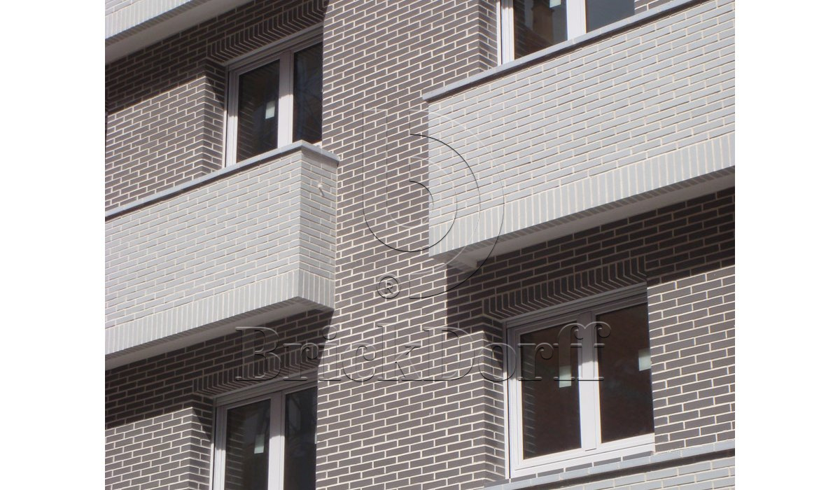 Dunkelgrau 380 серая, 240*71*10 мм, Глазурованная клинкерная фасадная плитка под кирпич ABC