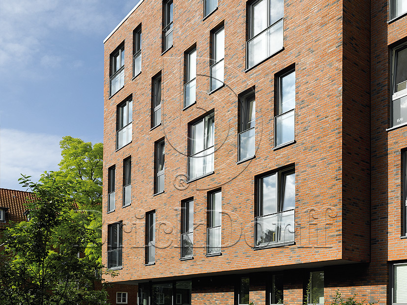 Клинкерная фасадная плитка облицовочная под кирпич Stroeher (Штроер) Zeitlos 353 eisenrost рельефная NF14, 240*71*14 мм