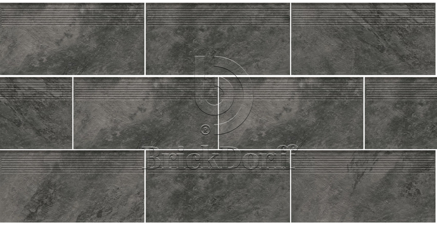 Клинкерная ступень с насечками Ardis Dark 600x300x8,5 мм – для улицы, террасы, крыльца, лестницы, морозостойкая