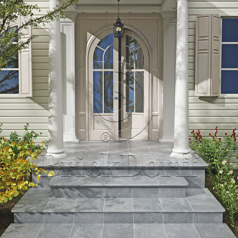 Stone Gris Exagres 330*330*12 мм, клинкерная ступень флорентинер- с капиносом, противоскользящая