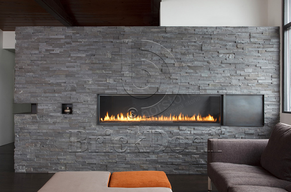 Сланец Черный 350*180*10\12 мм, натуральный камень для фасада и интерьера BD