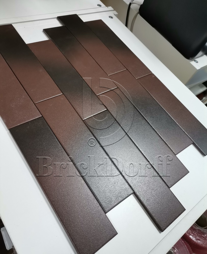 Амстердам Шейд коричнево-черная клинкерная фасадная плитка под кирпич 245*65*7 мм, керамин
