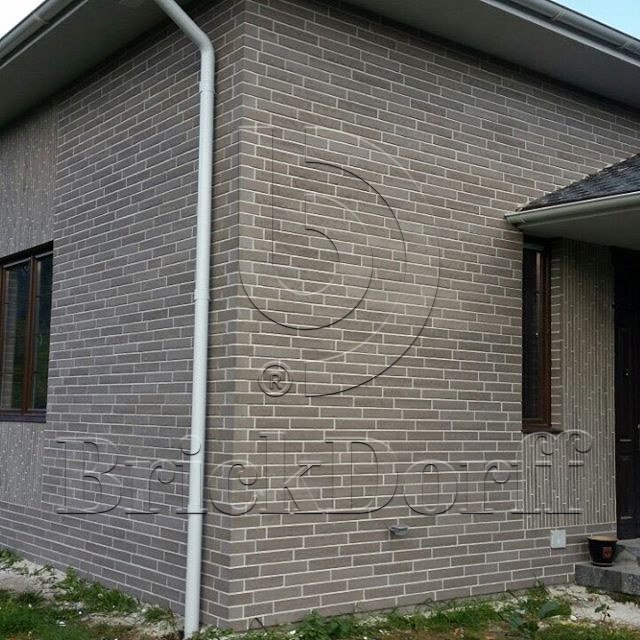 Клинкерная фасадная плитка облицовочная под кирпич Stroeher (Штроер) Zeitlos 237 austerrauch рельефная, 400*35*14 мм