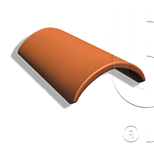 Коньковая черепица натуральная цементно-песчаная Antik кирпично-красный 29, Kriastak Baltic tile