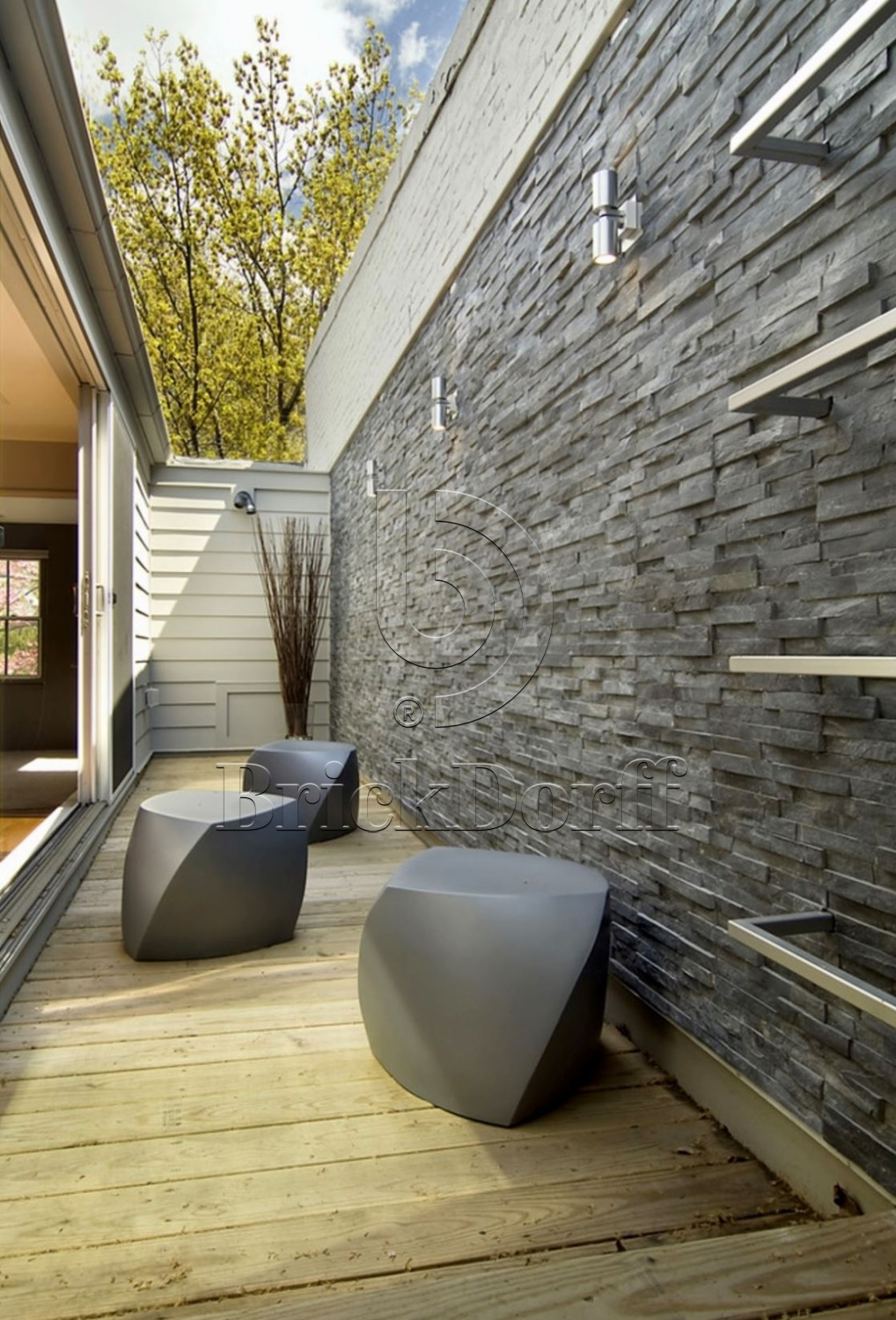 Сланец Черный-018 600*150*10-20 мм, натуральный камень для фасада и интерьера BD