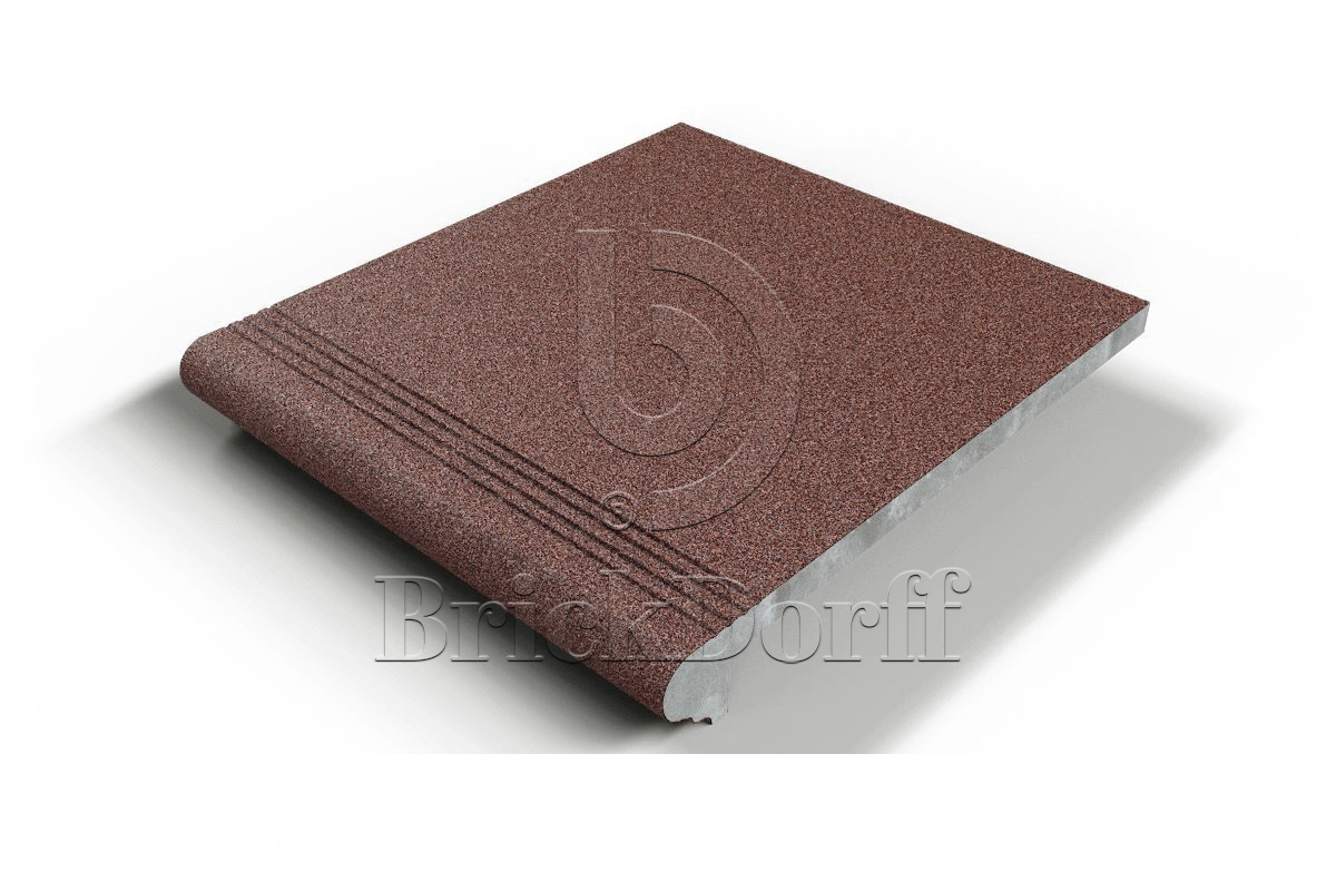 608 Ступень Флорентинер фронтальная противоскользящая с насечками, песочный терракот 330*310*17 мм