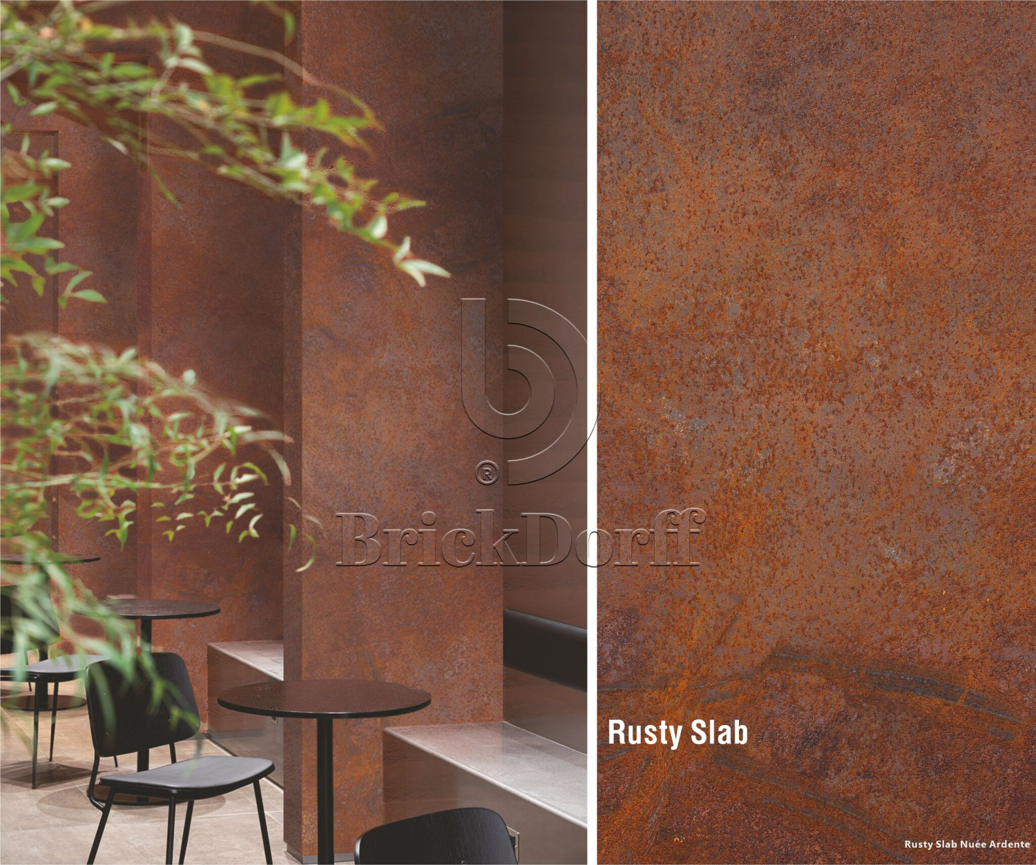 Rusty Slab Fantasy Red (насыщенный красно-коричневый камень с эффектом оксидированной поверхности)  гибкий камень 2400×1200 мм