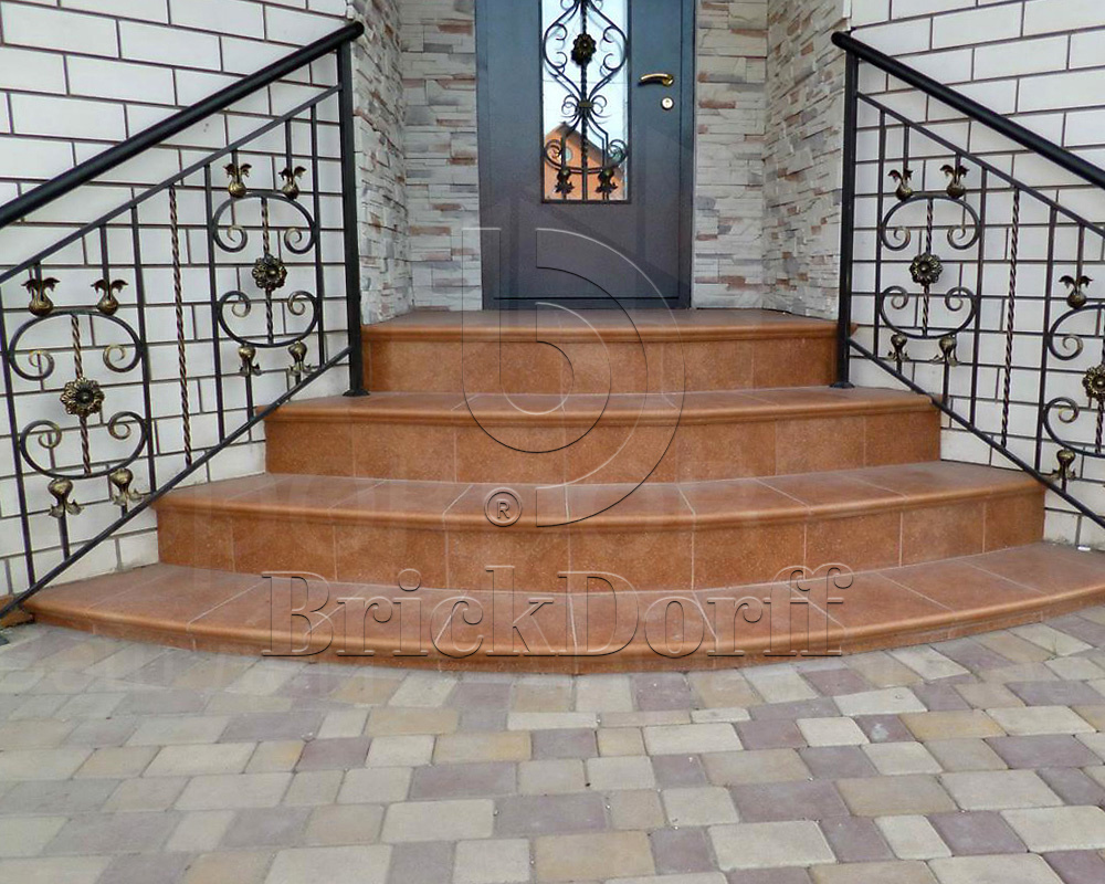 Клинкерная ступень флорентинер противоскользящая плитка EURAMIC CAVAR 542 passione 340*294*10 мм