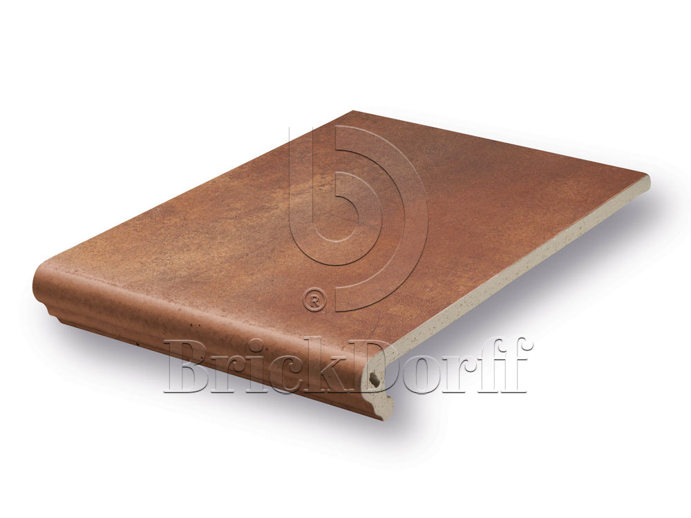 Клинкерная ступень флорентинер противоскользящая плитка Stroeher KERAPLATTE AERA T 728 core 340*294*12 мм