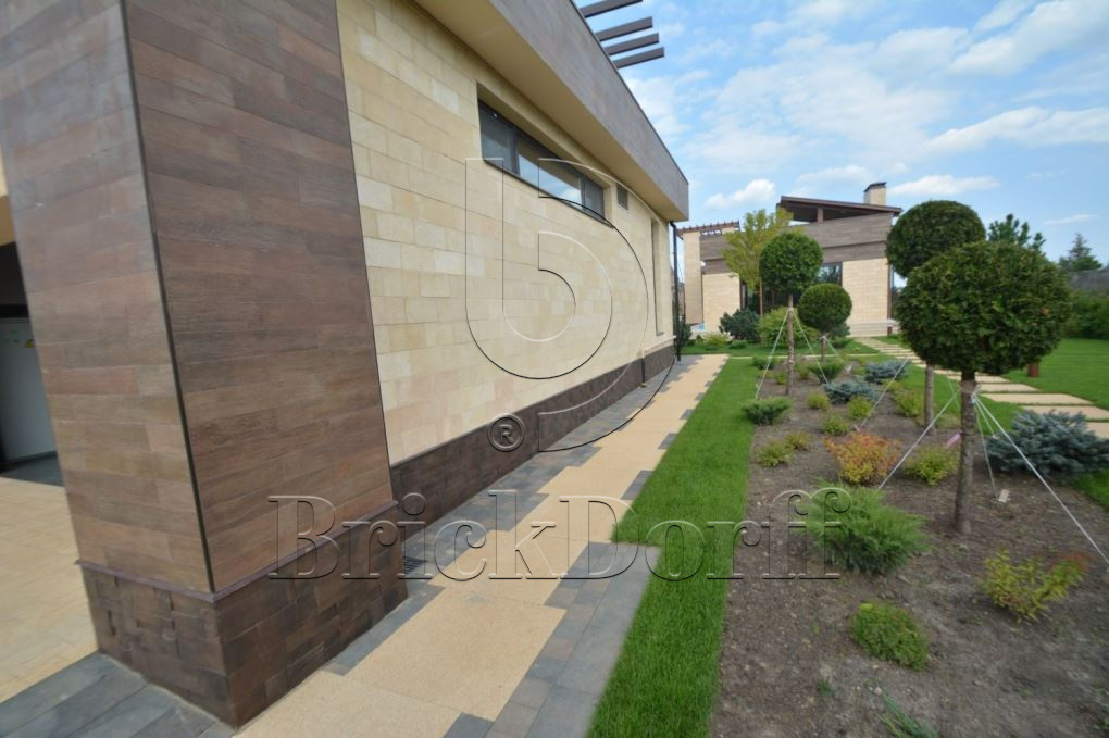 Фасадная облицовочная декоративная плитка травертин-касса 15