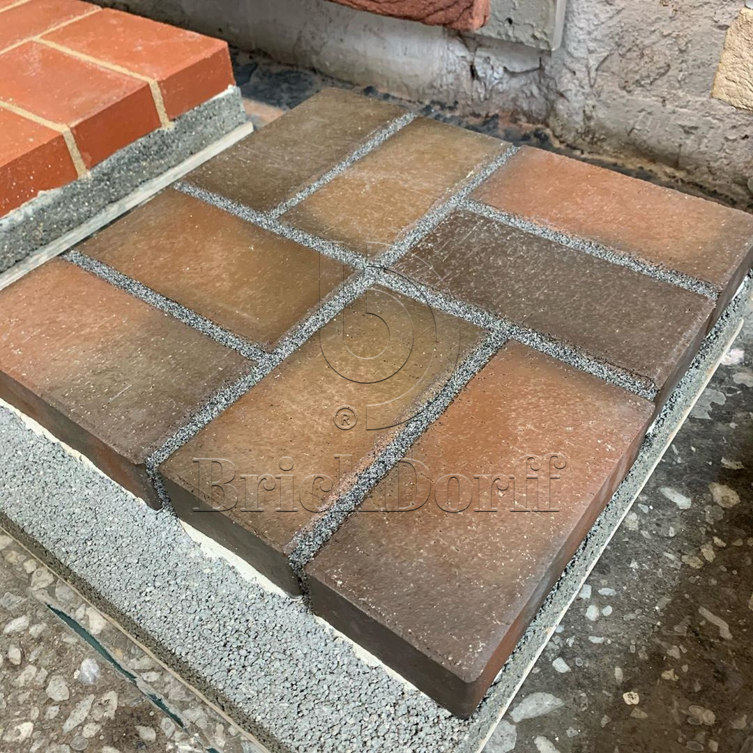 Тротуарная плитка / брусчатка Клинкерная ЛСР красный флэшинг "Ноттингем" 200*100*50 мм