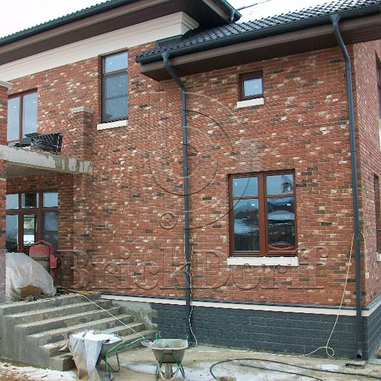 Клинкерная фасадная плитка облицовочная под кирпич Stroeher (Штроер) Steinlinge 374 shabbyrot рельефная NF14, 240*71*14 мм