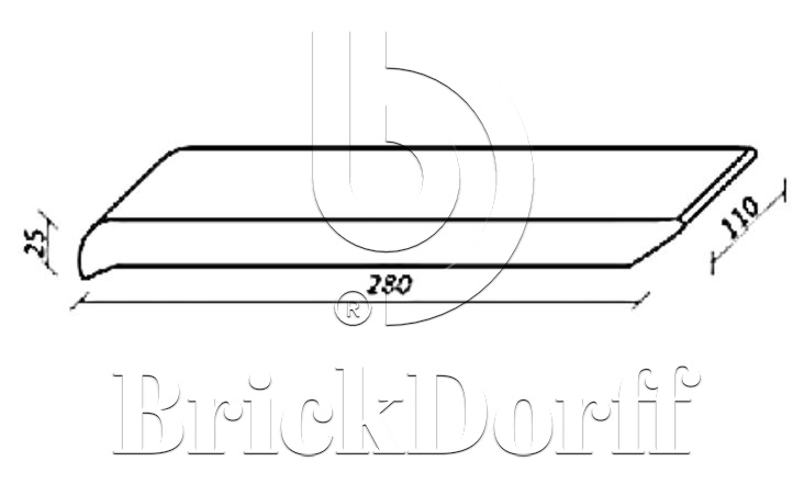 280*110*25 мм ОК28 коричневый Клинкерный подоконник - фасад дома ZG Klinker