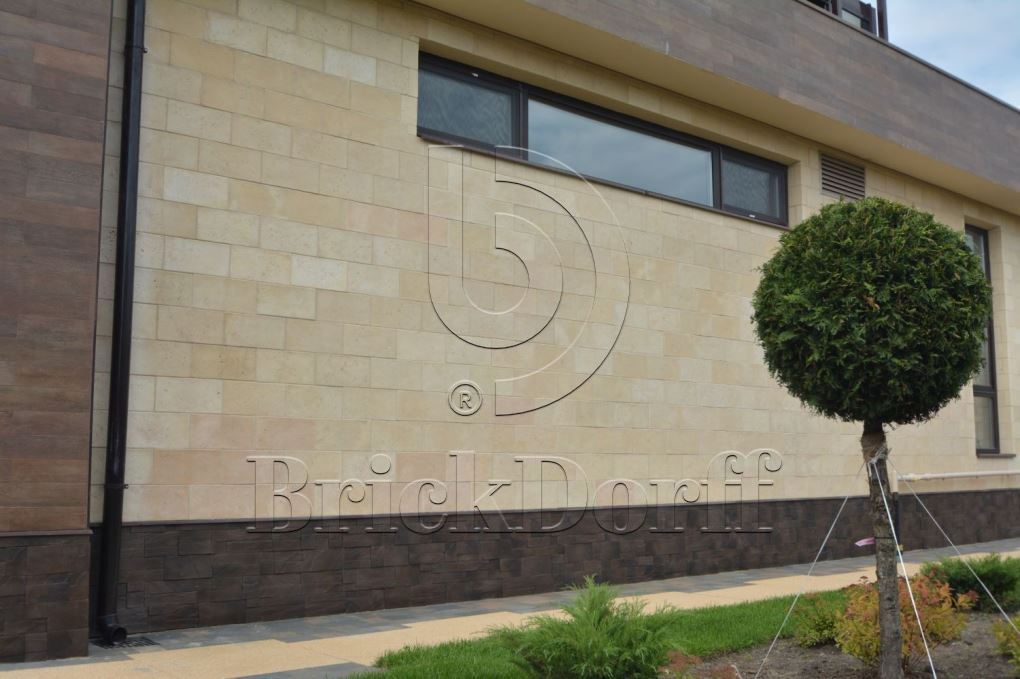 Фасадная облицовочная декоративная плитка травертин-касса 15