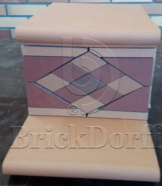 Клинкерная ступень Фронтальная противоскользящая плитка ЭкоКлинкер Natural Sand Песочный 330*250*40*14 мм