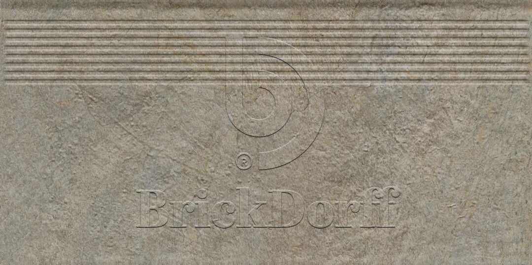 Клинкерная ступень с насечками Eremite Taupe 600*300*8,5 мм – для улицы, террасы, крыльца, лестницы, морозостойкая