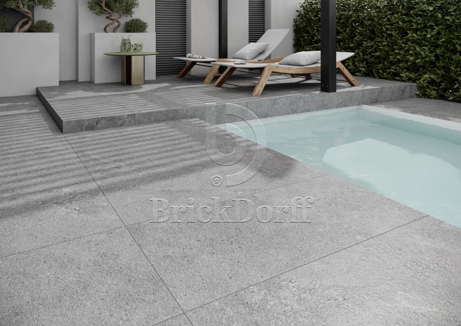 Authority Grey Gres 20 мм тротуарная плитка уличная, противоскользящая, керамогранитная 595*595*20 мм Paradyz