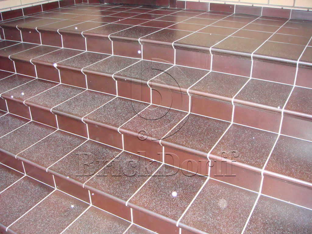 Клинкерная ступень флорентинер противоскользящая плитка Stroeher KERAPLATTE DURO 825 sherry 340*240*12 мм