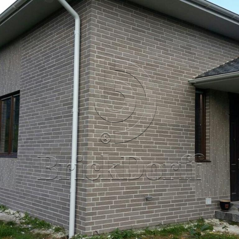 Клинкерная фасадная плитка облицовочная под кирпич Stroeher (Штроер) Zeitlos 237 austerrauch рельефная, 400*71*14 мм