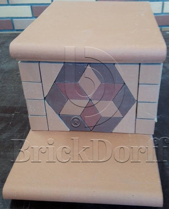 Клинкерная ступень Фронтальная противоскользящая плитка ЭкоКлинкер Natural Sand Песочный 330*250*40*14 мм