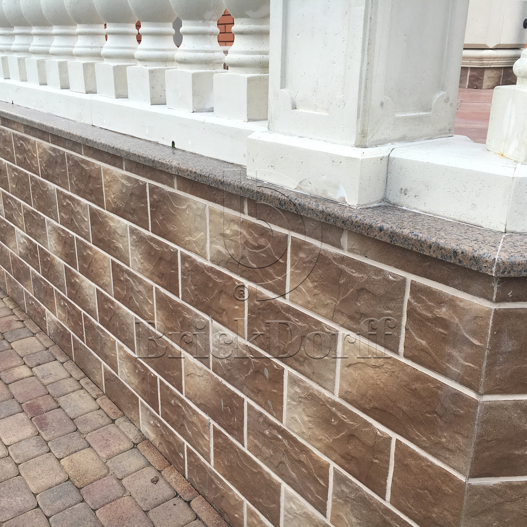 Клинкерная фасадная плитка облицовочная под камень Stroeher (Штроер) Kerabig KS 14 braun-bunt рельефная, 302*148*12 мм