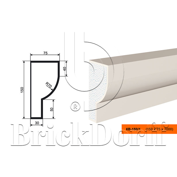КАРНИЗ для Фасада и Интерьера - лепнина, декор из пенополистирола КВ-150/1 150*75*2000 мм