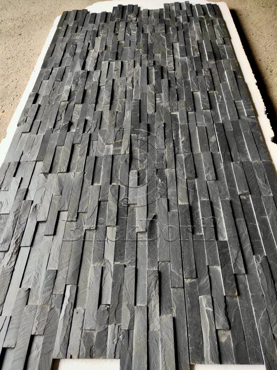 Сланец Черный-018 600*150*10-20 мм, натуральный камень для фасада и интерьера BD