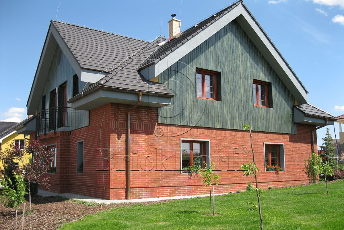 Клинкерная фасадная плитка облицовочная под кирпич Stroeher (Штроер) Zeitlos 356 erdfeuer рельефная NF14, 240*71*14 мм