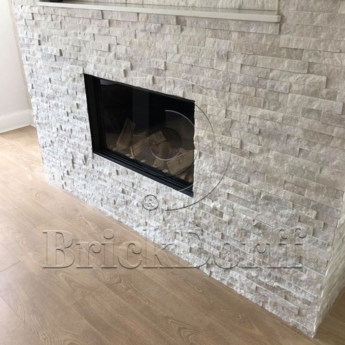 Кварцит Белый 600*150*10-20 мм, натуральный камень для интерьера BD