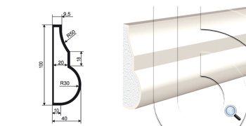 МОЛДИНГ цокольный для Фасада и Интерьера - лепнина, декор из пенополистирола ЦВ-100/1 100*40*2000 мм