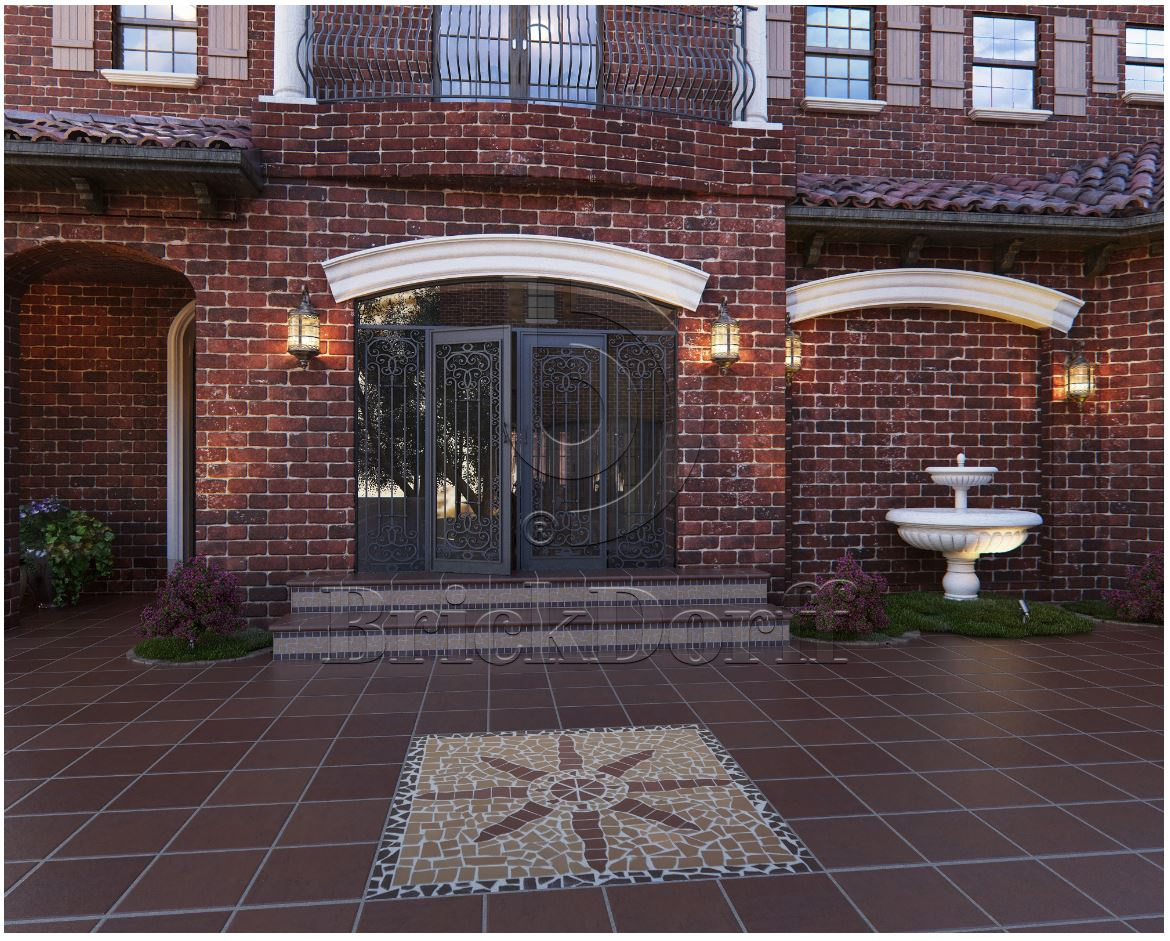 Клинкерная ступень Фронтальная противоскользящая плитка ЭкоКлинкер Natural Bordo Бордо 330*250*40*14 мм