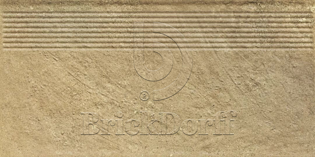 Клинкерная ступень с насечками Eremite Beige 600*300*8,5 мм – для улицы, террасы, крыльца, лестницы, морозостойкая