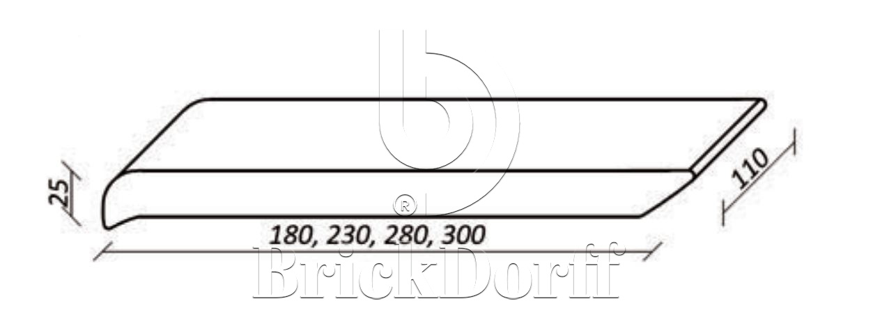 280*110*25 мм ОК28 коричневый Клинкерный подоконник - фасад дома ZG Klinker