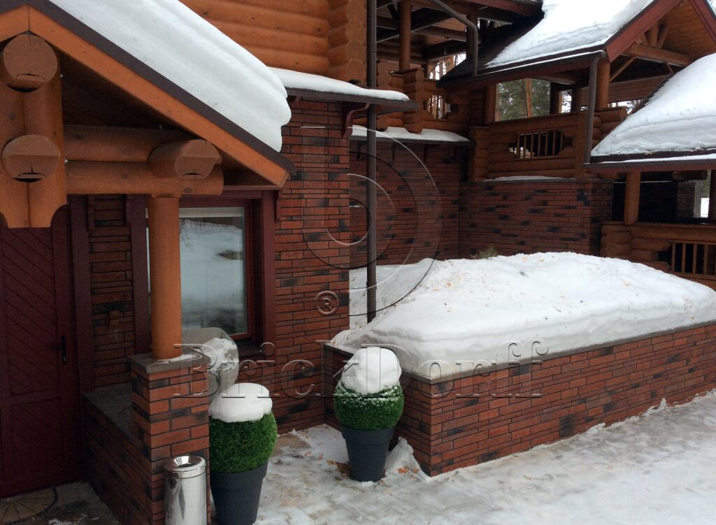 Клинкерная фасадная плитка облицовочная под кирпич Stroeher (Штроер) Zeitlos 353 eisenrost рельефная NF14, 240*71*14 мм