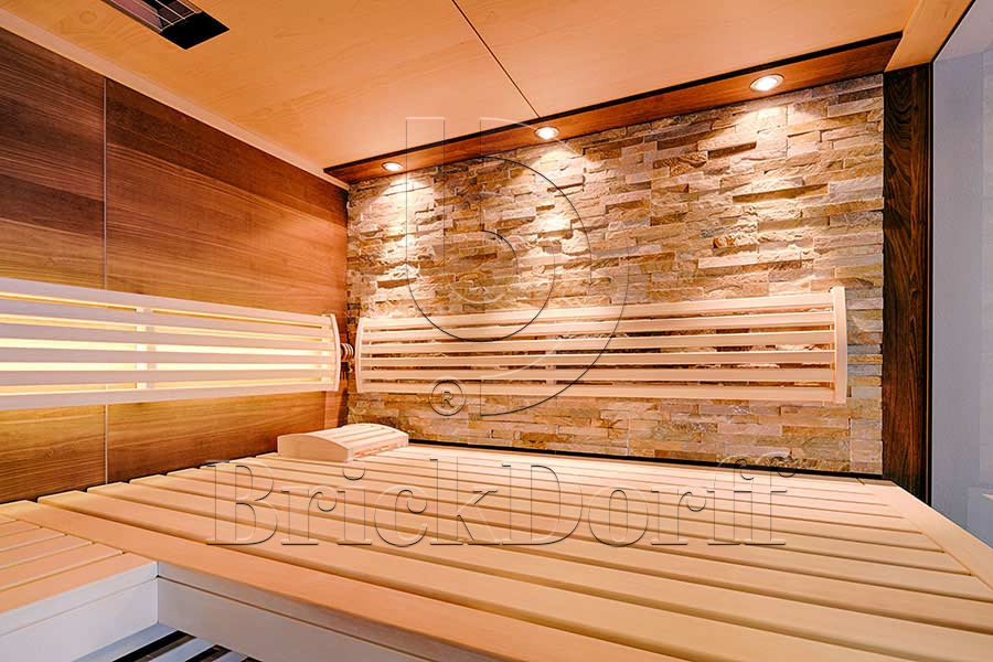 Сланец Бежевый-014 600*150*10-20 мм, натуральный камень для фасада и интерьера BD