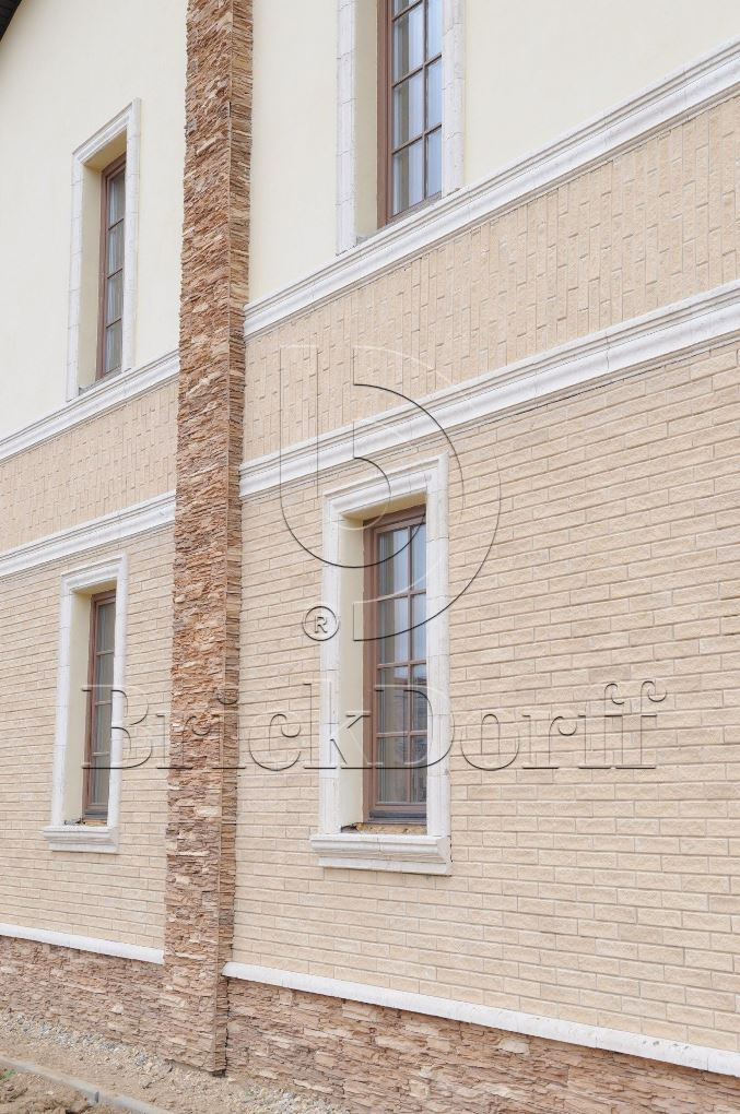 Фасадная облицовочная декоративная плитка травертин-касса 15