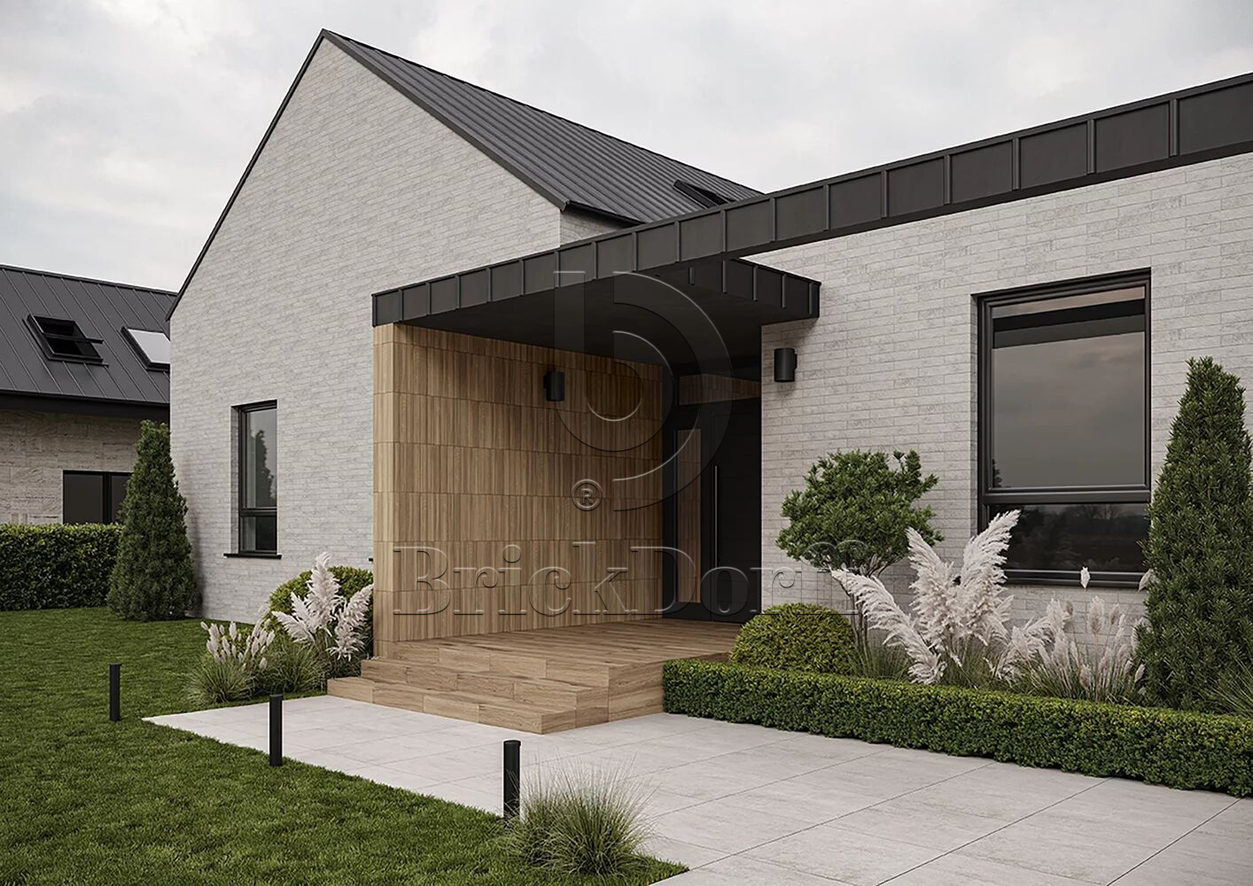 Клинкерная ступень с насечками Carrizo Wood 600*300*8,5 мм – для улицы, террасы, крыльца, лестницы, морозостойкая