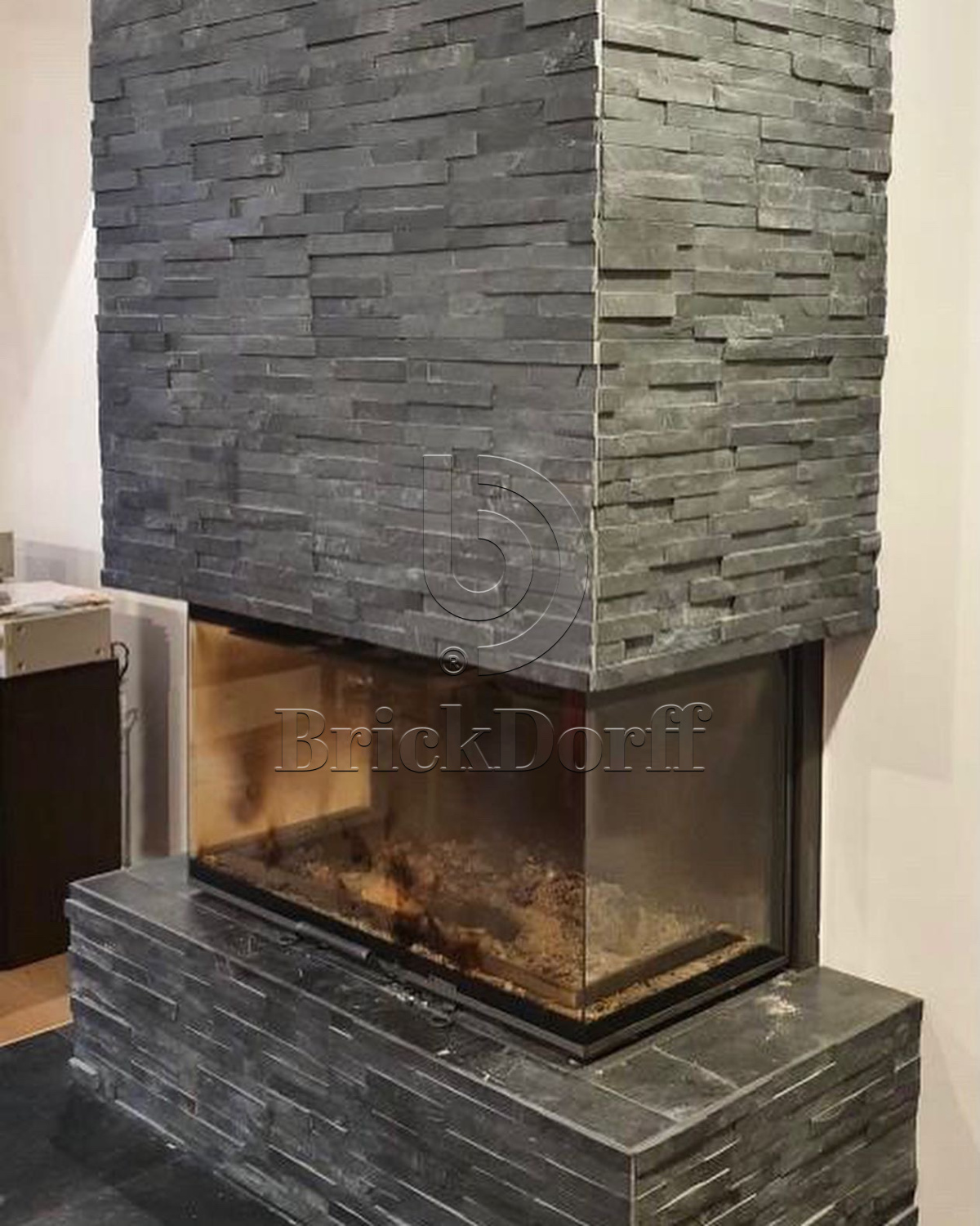 Сланец Черный-018 600*150*10-20 мм, натуральный камень для фасада и интерьера BD