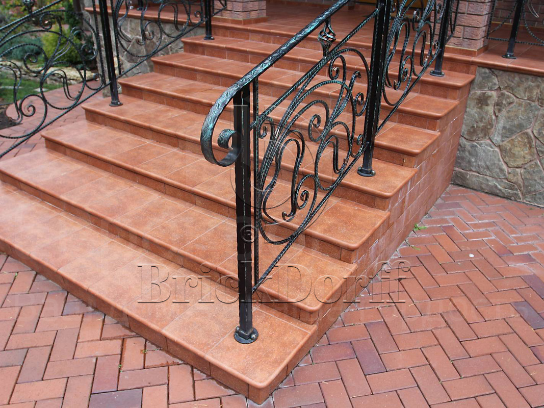 Клинкерная ступень флорентинер противоскользящая плитка EURAMIC CADRA 524 male 340*294*10 мм