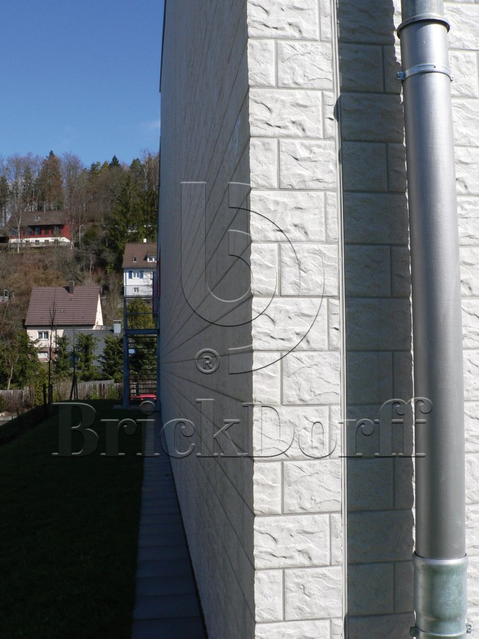 Клинкерная фасадная плитка облицовочная под камень Stroeher (Штроер) Kerabig KS 01 weis рельефная, 302*148*12 мм