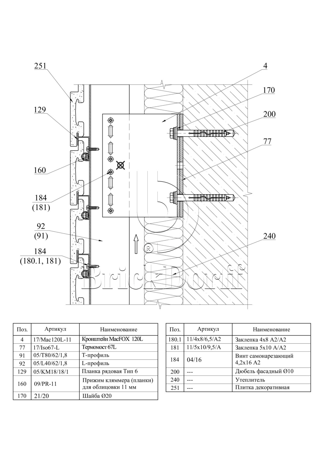 Система НВФ для клинкерной пазогребневой плитки · MTC-v-350
