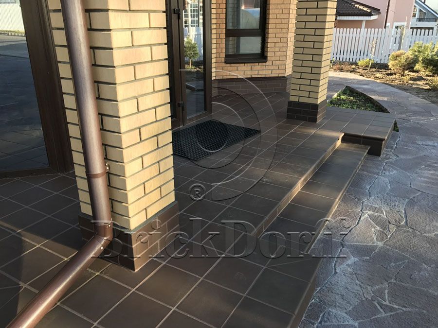 Клинкерная ступень Флорентинер противоскользящая плитка ABC Objekta Braun 345*240*14 мм