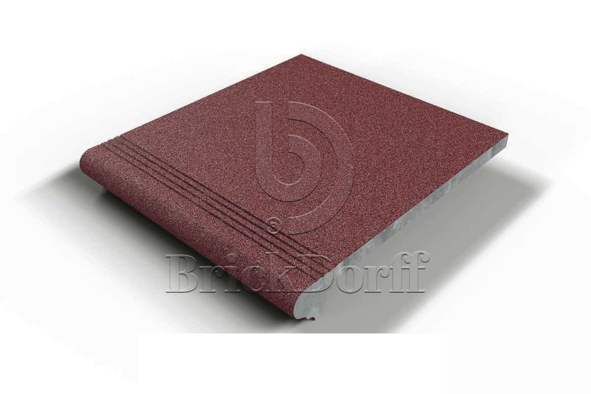 108 Ступень Флорентинер фронтальная противоскользящая с насечками, красный терракот 330*310*17 мм