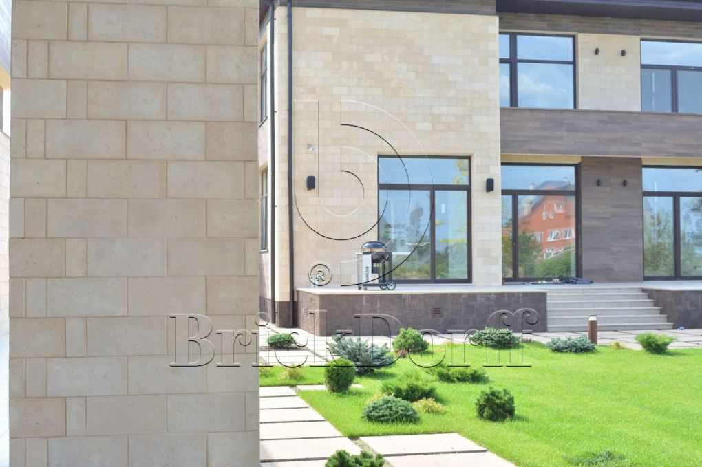 Фасадная облицовочная декоративная плитка травертин-касса 15