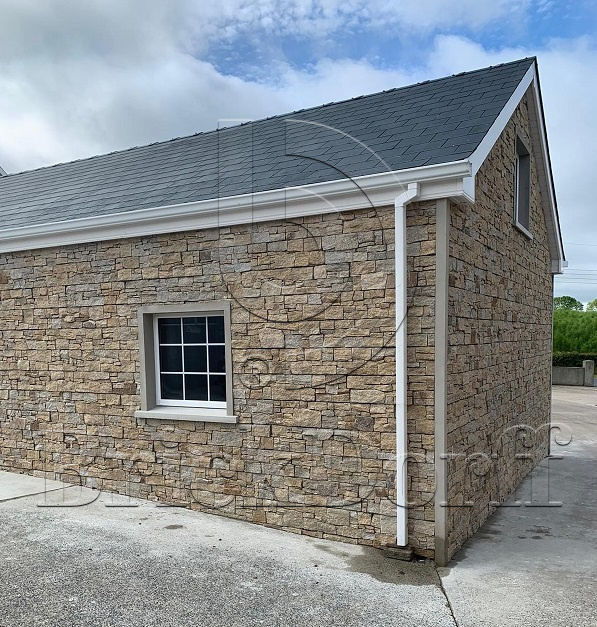 Камень грубый кварцит серо-бежевый 550*200*20\40 мм, натуральный камень для фасада и интерьера BD