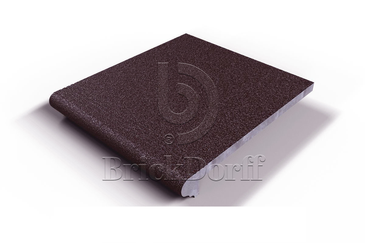 104 Ступень Флорентинер фронтальная противоскользящая с насечками, коричневый бордо 330*310*17 мм