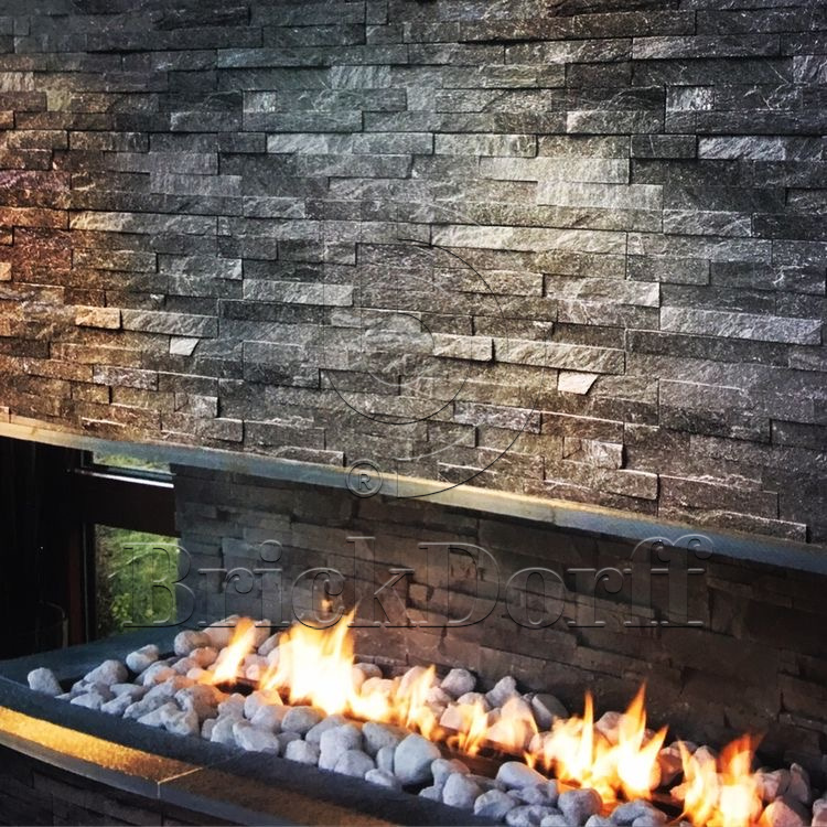 Кварцит Черный 1308H 600*150*10-20 мм, натуральный камень для интерьера и фасада BD