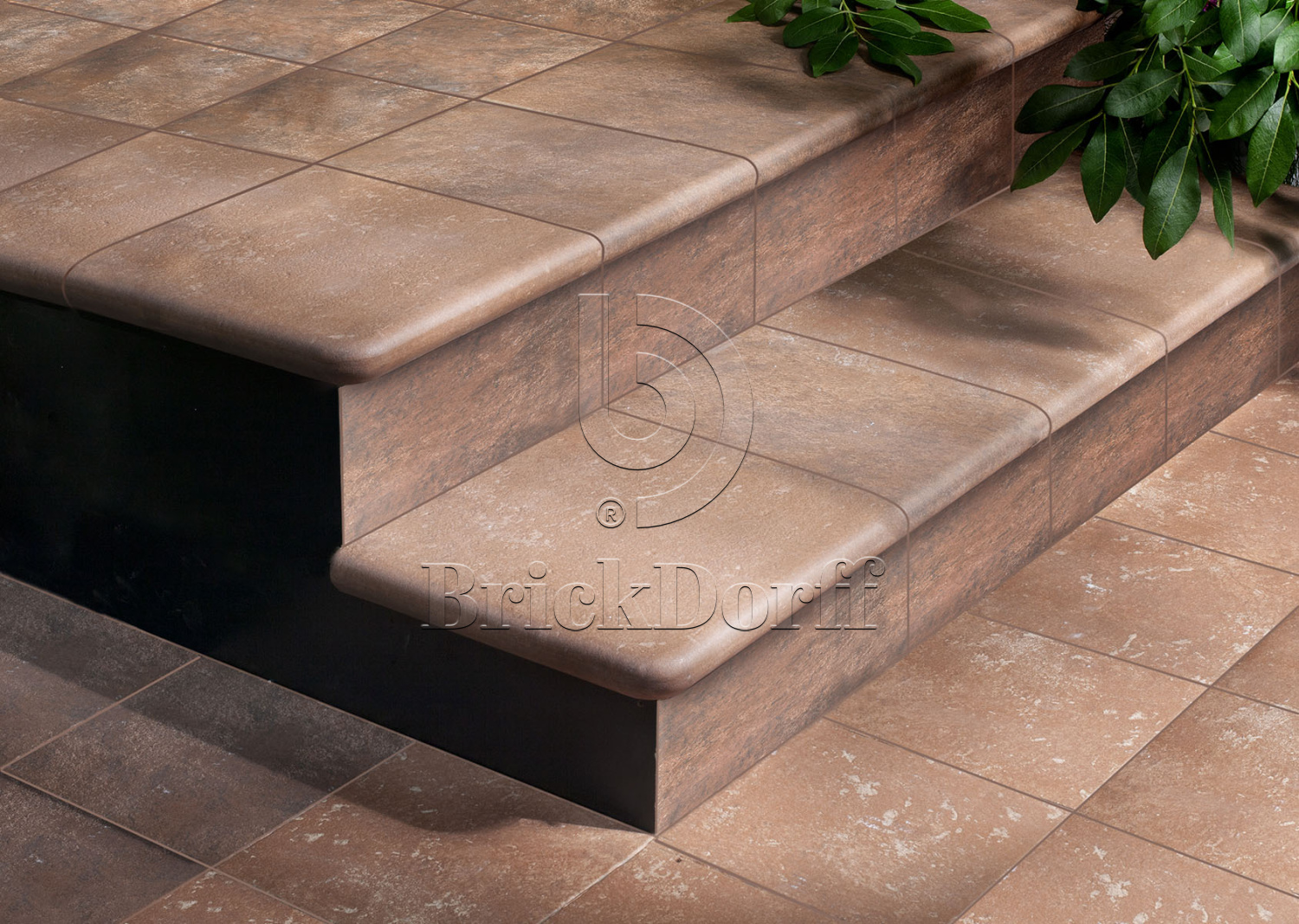 Manhattan Red Exagres 330*330*12 мм, клинкерная угловая ступень флорентинер с капиносом, противоскользящая