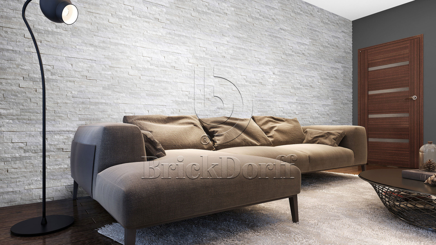 Кварцит Белый 600*150*10-20 мм, натуральный камень для интерьера BD