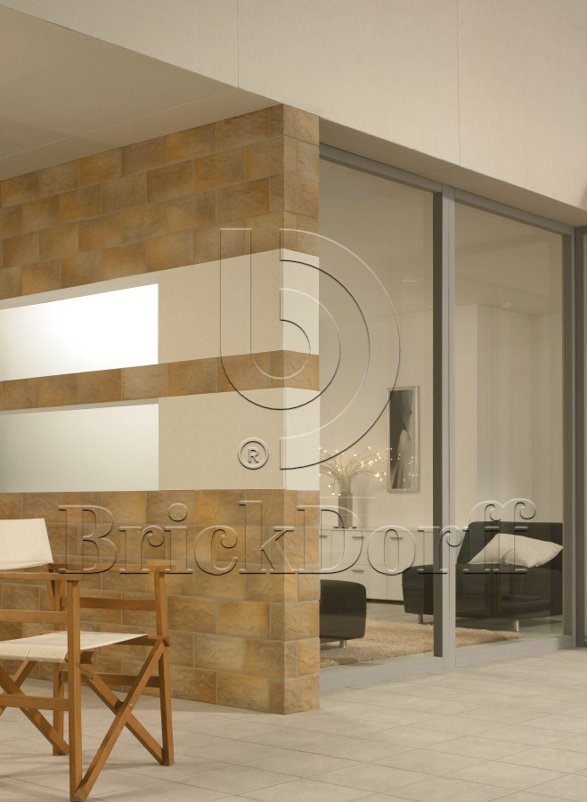 Клинкерная фасадная плитка облицовочная под камень Stroeher (Штроер) Kerabig KS 14 braun-bunt рельефная, 302*148*12 мм